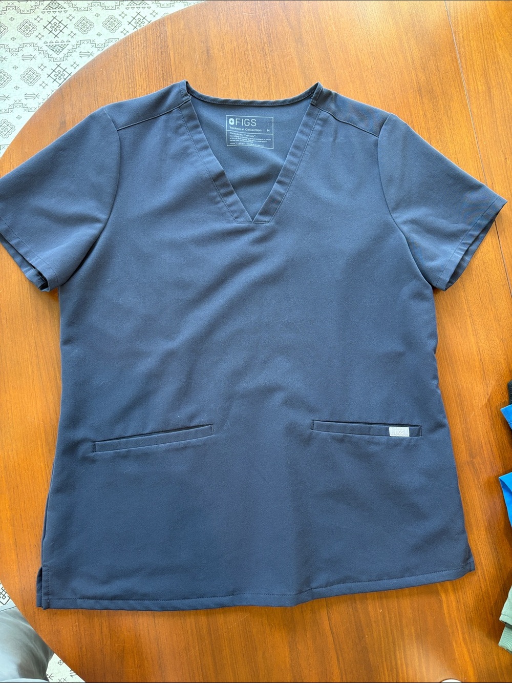 Figs Navy V-Neck Medical Scrub Top